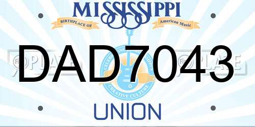 DAD7043 Mississippi License Plate
