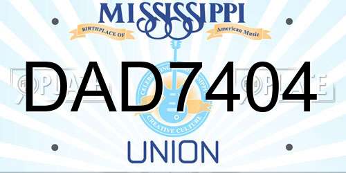 DAD7404 Mississippi License Plate