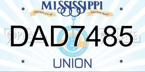 DAD7485 Mississippi License Plate