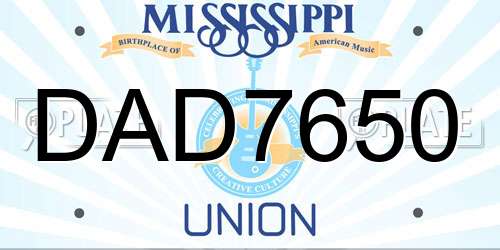 DAD7650 Mississippi License Plate