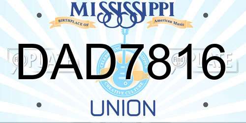 DAD7816 Mississippi License Plate