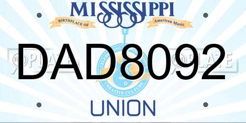 DAD8092 Mississippi License Plate