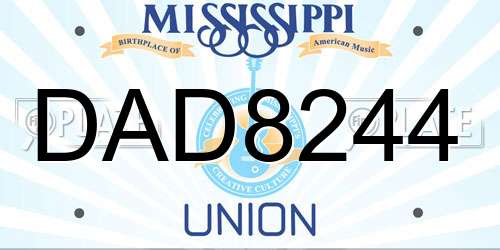 DAD8244 Mississippi License Plate