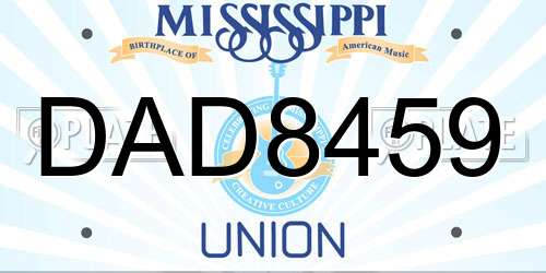 DAD8459 Mississippi License Plate
