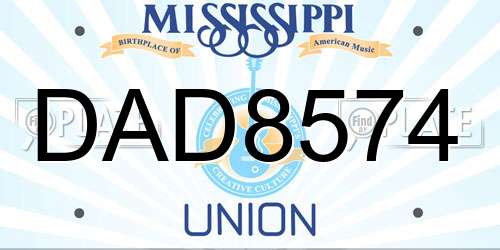 DAD8574 Mississippi License Plate