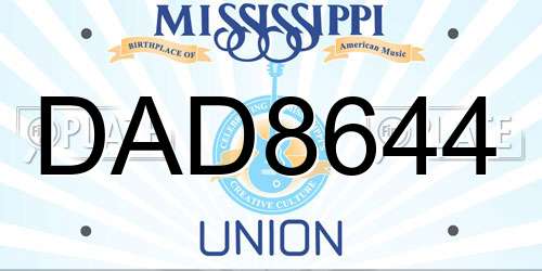 DAD8644 Mississippi License Plate