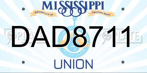 DAD8711 Mississippi License Plate