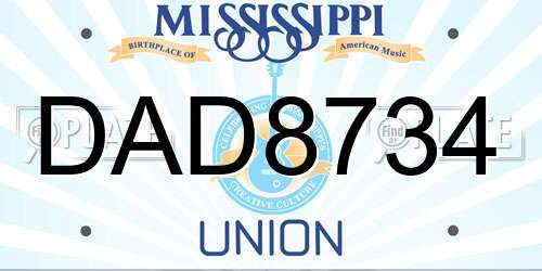 DAD8734 Mississippi License Plate