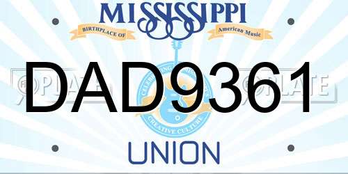DAD9361 Mississippi License Plate