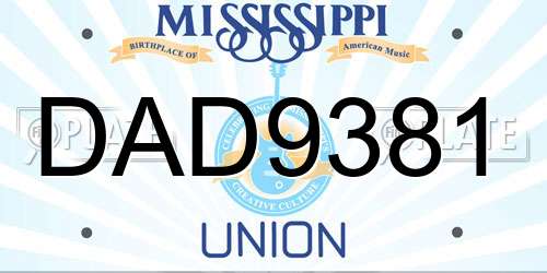 DAD9381 Mississippi License Plate