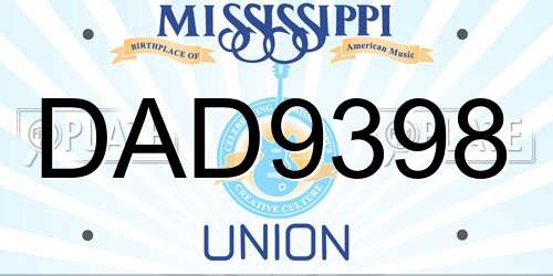 DAD9398 Mississippi License Plate