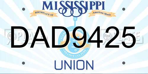 DAD9425 Mississippi License Plate