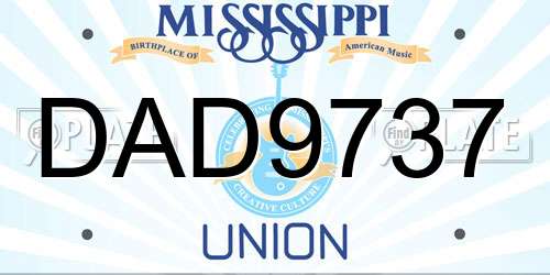 DAD9737 Mississippi License Plate