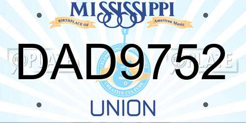 DAD9752 Mississippi License Plate