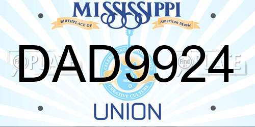 DAD9924 Mississippi License Plate