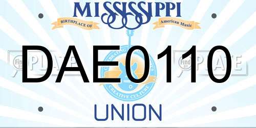 DAE0110 Mississippi License Plate