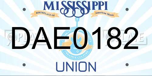 DAE0182 Mississippi License Plate