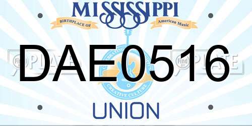 DAE0516 Mississippi License Plate