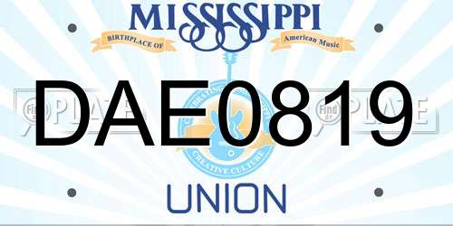 DAE0819 Mississippi License Plate