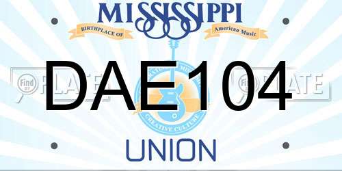 DAE104 Mississippi License Plate