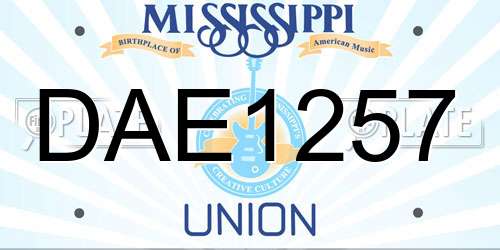 DAE1257 Mississippi License Plate