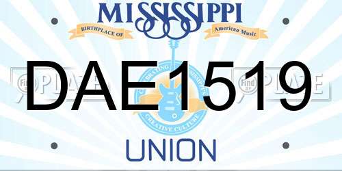 DAE1519 Mississippi License Plate