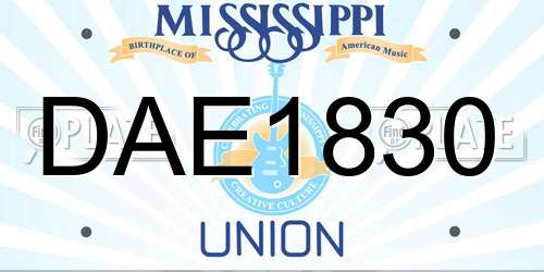 DAE1830 Mississippi License Plate