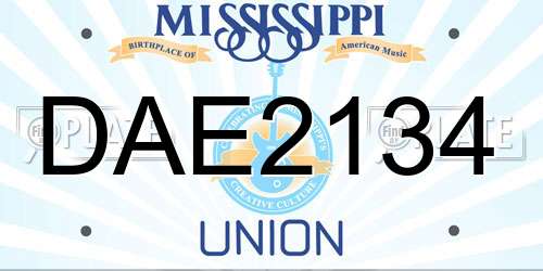 DAE2134 Mississippi License Plate