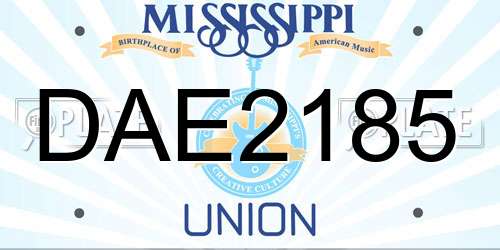 DAE2185 Mississippi License Plate