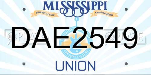 DAE2549 Mississippi License Plate