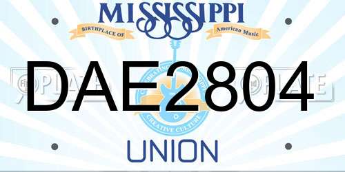 DAE2804 Mississippi License Plate