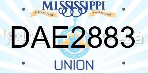 DAE2883 Mississippi License Plate