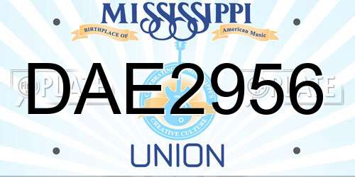 DAE2956 Mississippi License Plate