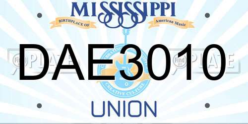 DAE3010 Mississippi License Plate