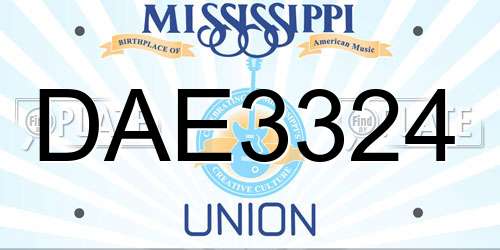 DAE3324 Mississippi License Plate