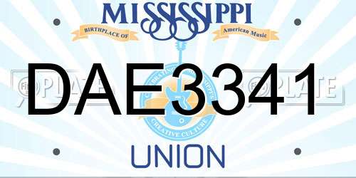 DAE3341 Mississippi License Plate