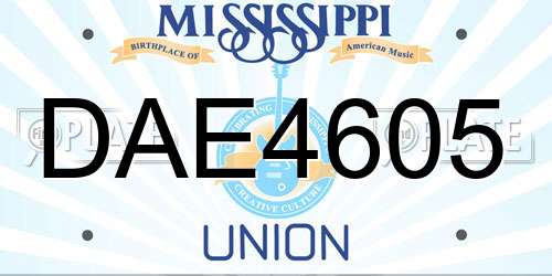 DAE4605 Mississippi License Plate