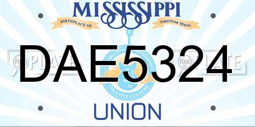 DAE5324 Mississippi License Plate