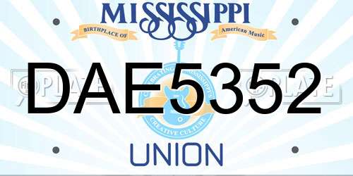DAE5352 Mississippi License Plate