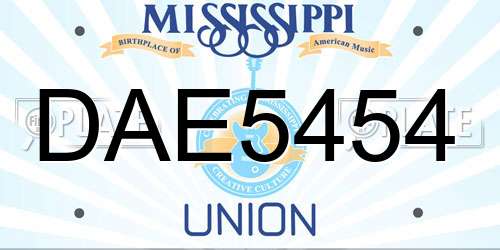 DAE5454 Mississippi License Plate