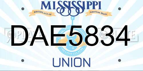 DAE5834 Mississippi License Plate