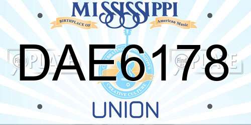 DAE6178 Mississippi License Plate