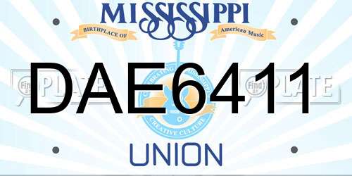 DAE6411 Mississippi License Plate