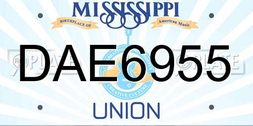 DAE6955 Mississippi License Plate