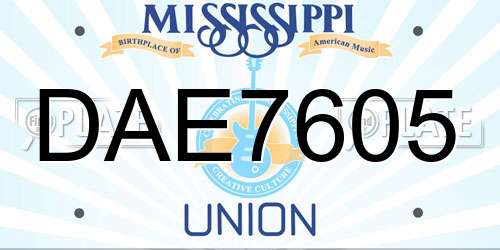 DAE7605 Mississippi License Plate