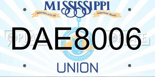 DAE8006 Mississippi License Plate