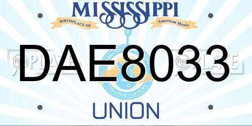 DAE8033 Mississippi License Plate