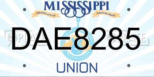 DAE8285 Mississippi License Plate