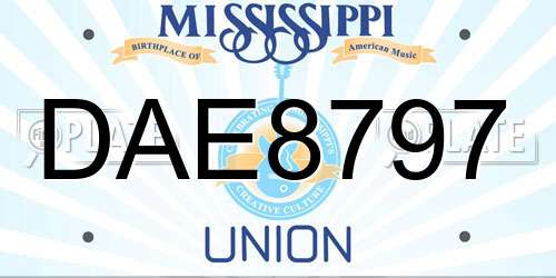 DAE8797 Mississippi License Plate