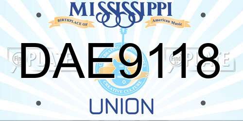 DAE9118 Mississippi License Plate